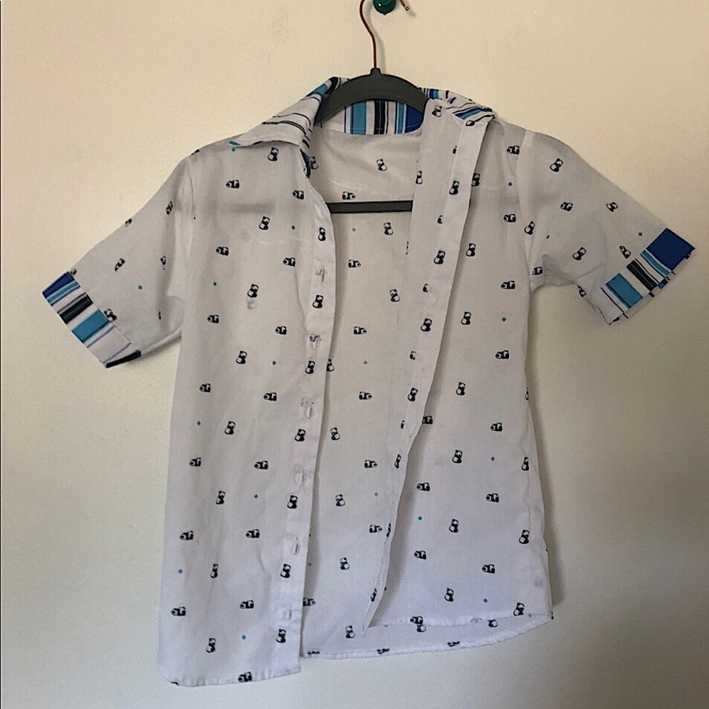 panda button up collared shirt